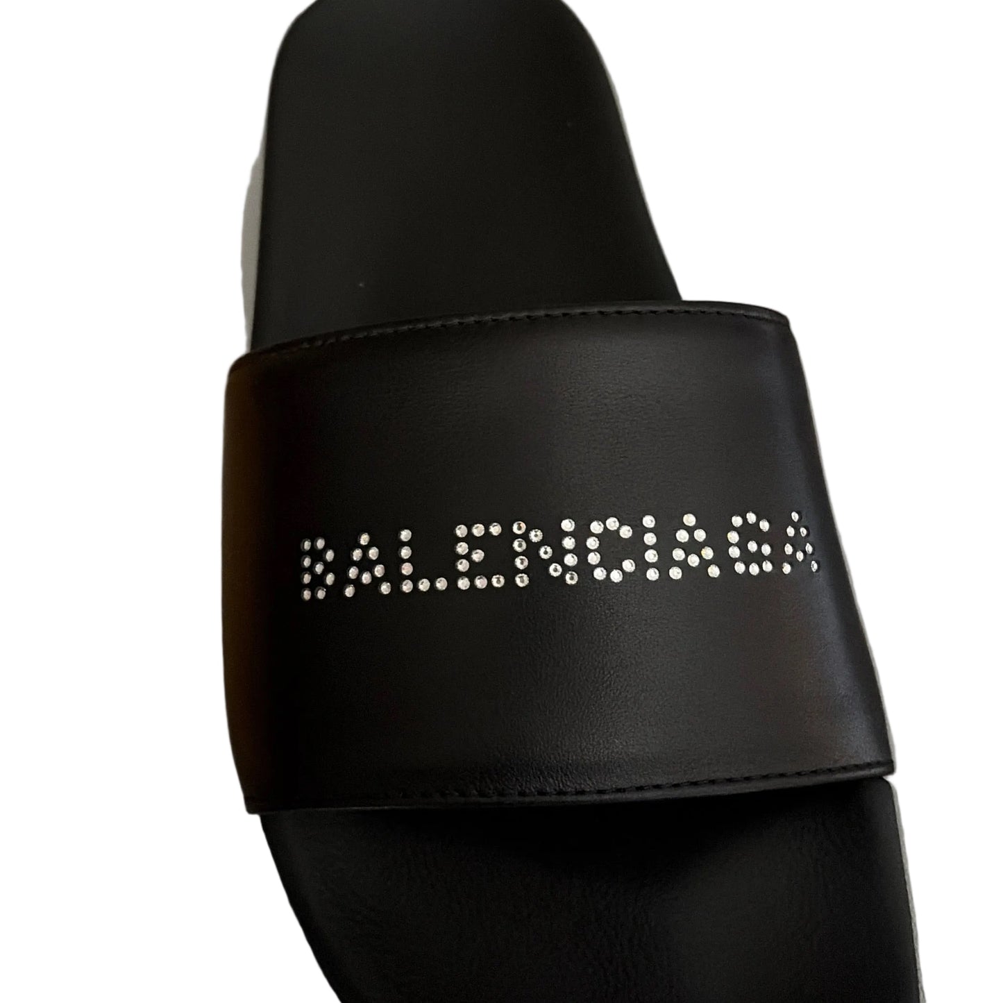 Balenciaga Crystal Embellished Leather Slides