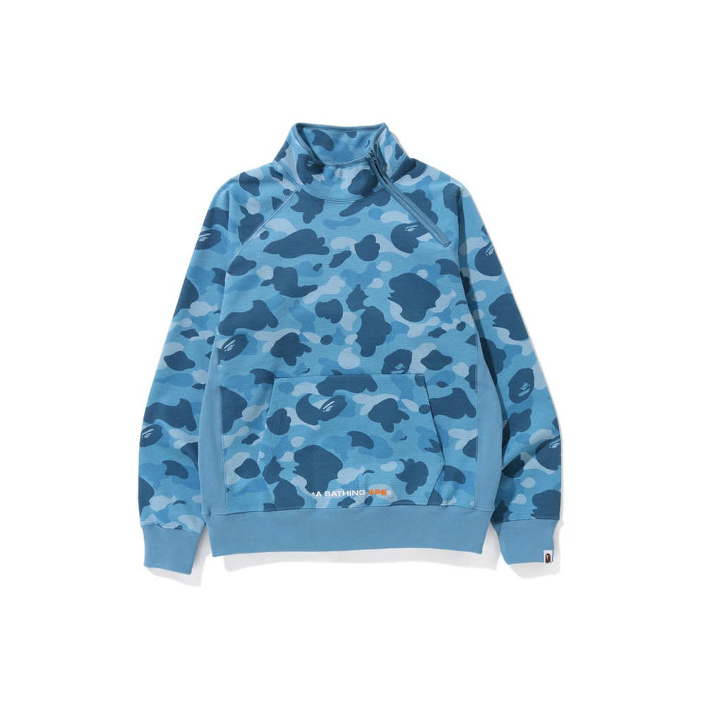 BAPE Honeycomb Camo Side Zip Crewneck Blue