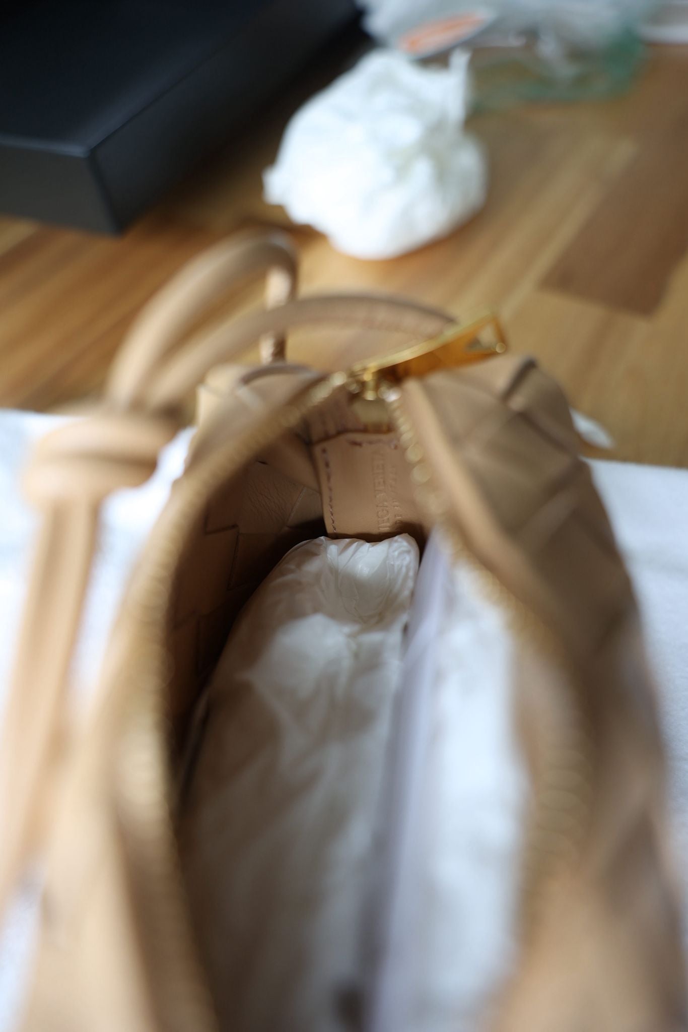 Bottega Veneta Almond Intrecciato Lambskin Candy Loop