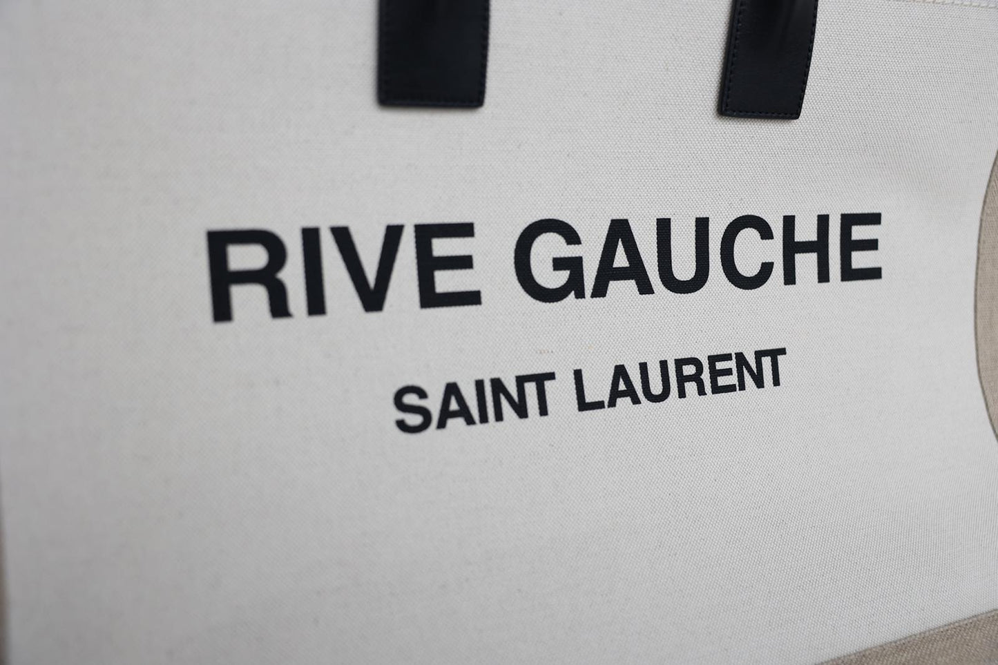 YSL Rive Gauche White Canvas Large Tote