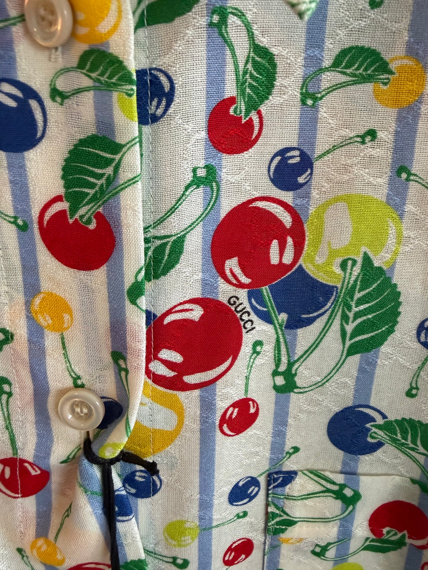 Gucci Cherries Striped Cotton Shirt