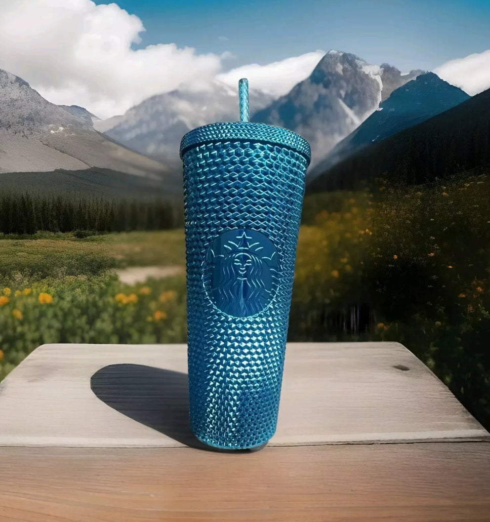 Starbucks 2023 Blue/Turquoise Chrome Studded Venti Tumbler Free EXPRESS Shipping