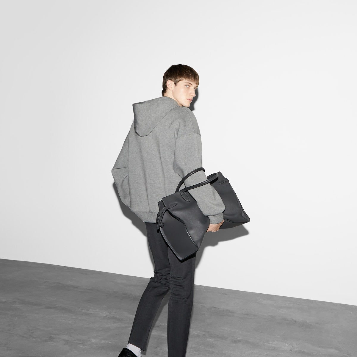 Gucci Grey Viscose Embroidered Hooded Sweatshirt