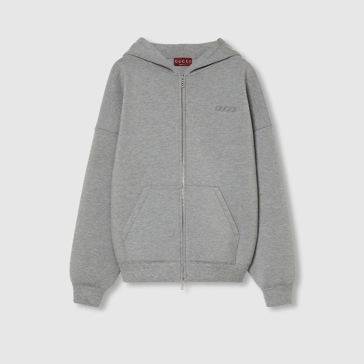Gucci Grey Viscose Embroidered Hooded Sweatshirt