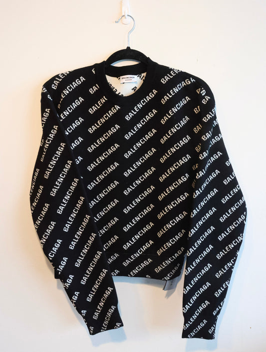 Balenciaga Women's All Over Logo Sweater