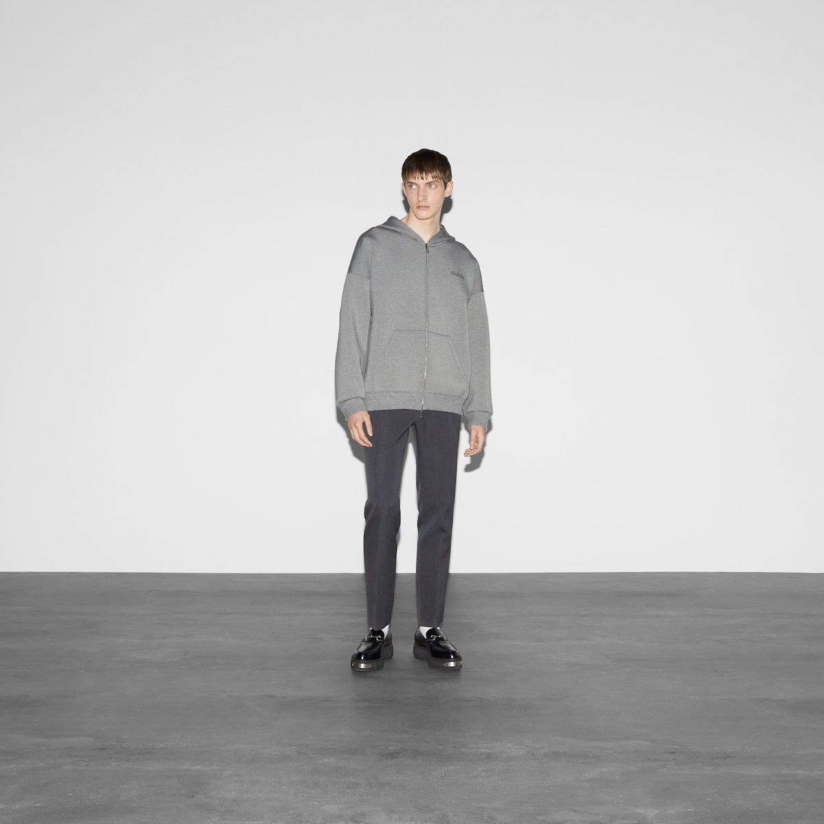 Gucci Grey Viscose Embroidered Hooded Sweatshirt