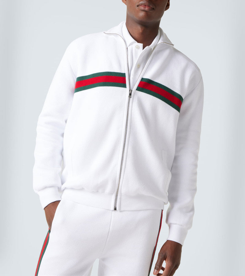 Gucci Web Stripe Cotton Blend Track Jacket