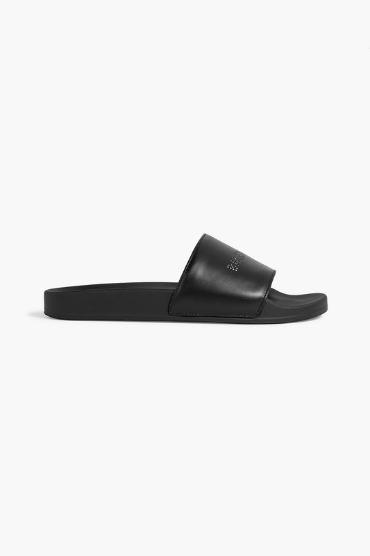 Balenciaga Crystal Embellished Leather Slides