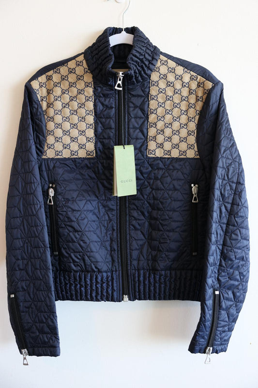 Gucci 715540 GG fabric quilted jacket 48 (180)  Navy Mens