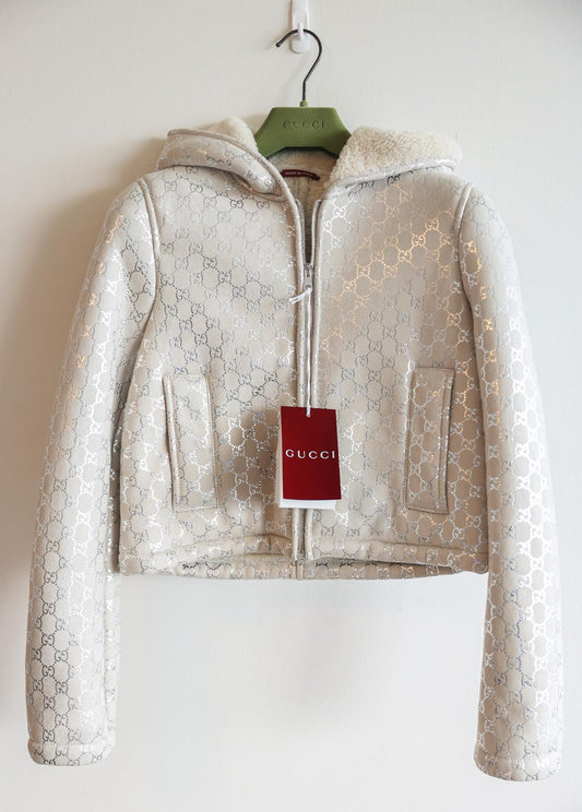 Gucci Shearling Hooded Bomber Jacket