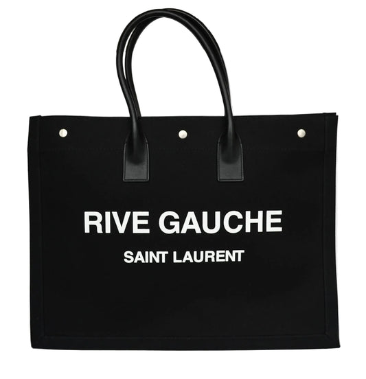 YSL Rive Gauche Black Canvas Large Tote
