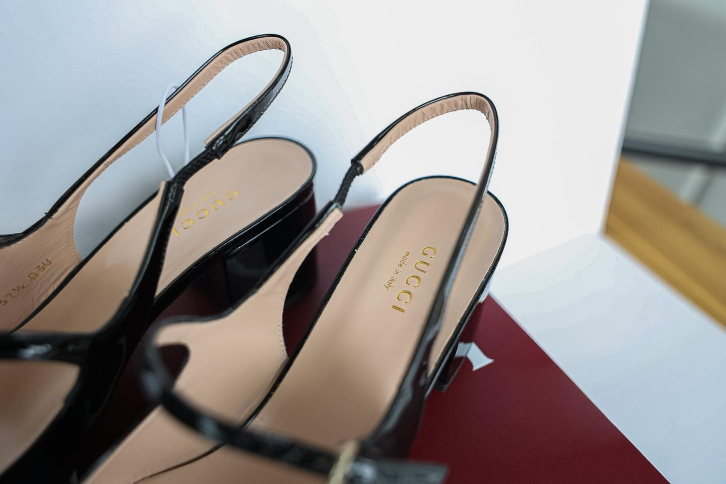 Gucci Horsebit 55 Patent Leather Slingback Pumps