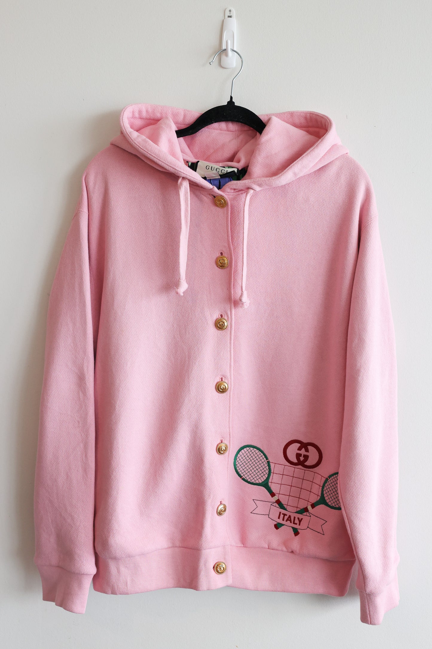 Gucci Tennis Logo Button-up Hoodie