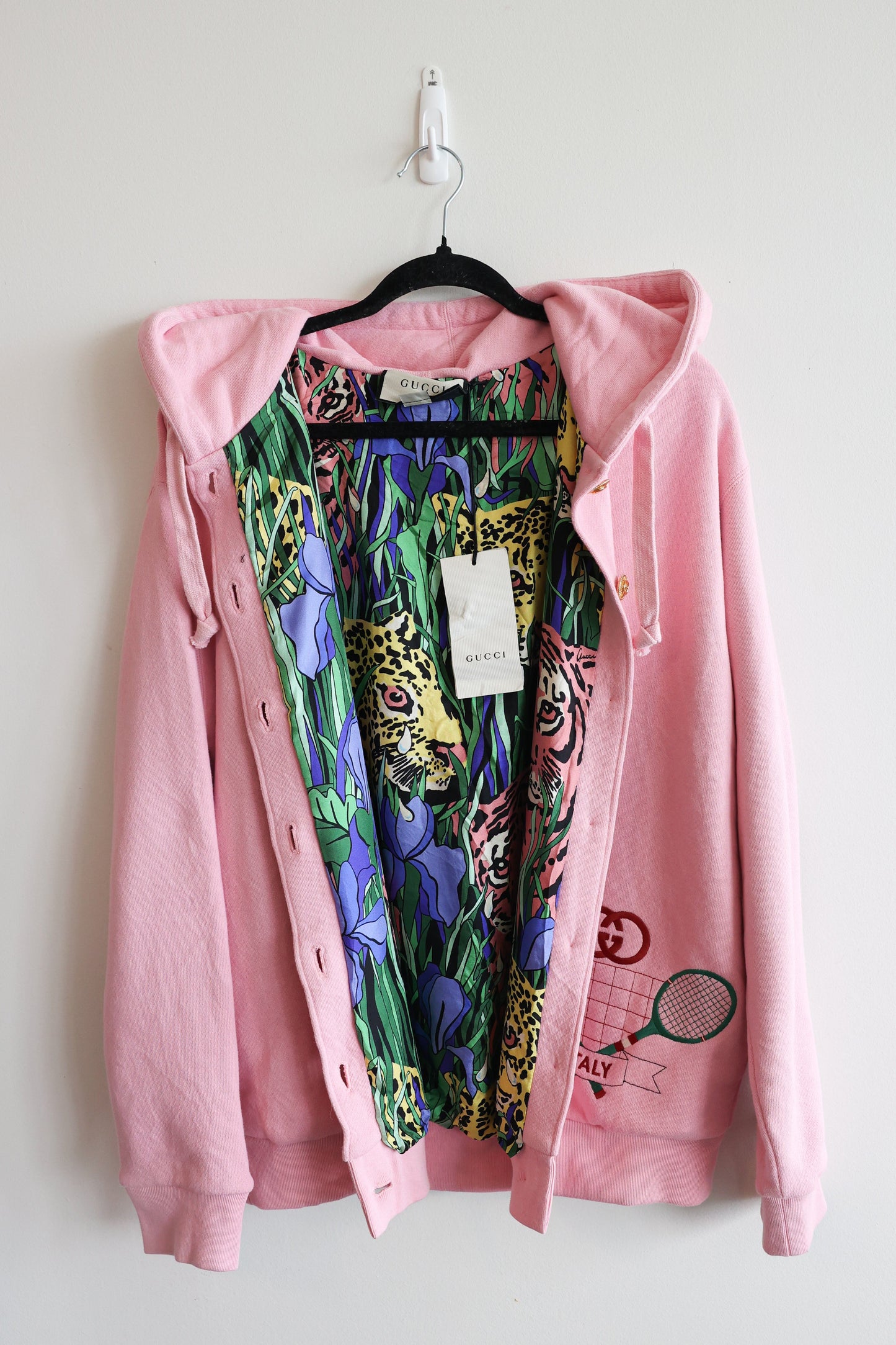 Gucci Tennis Logo Button-up Hoodie