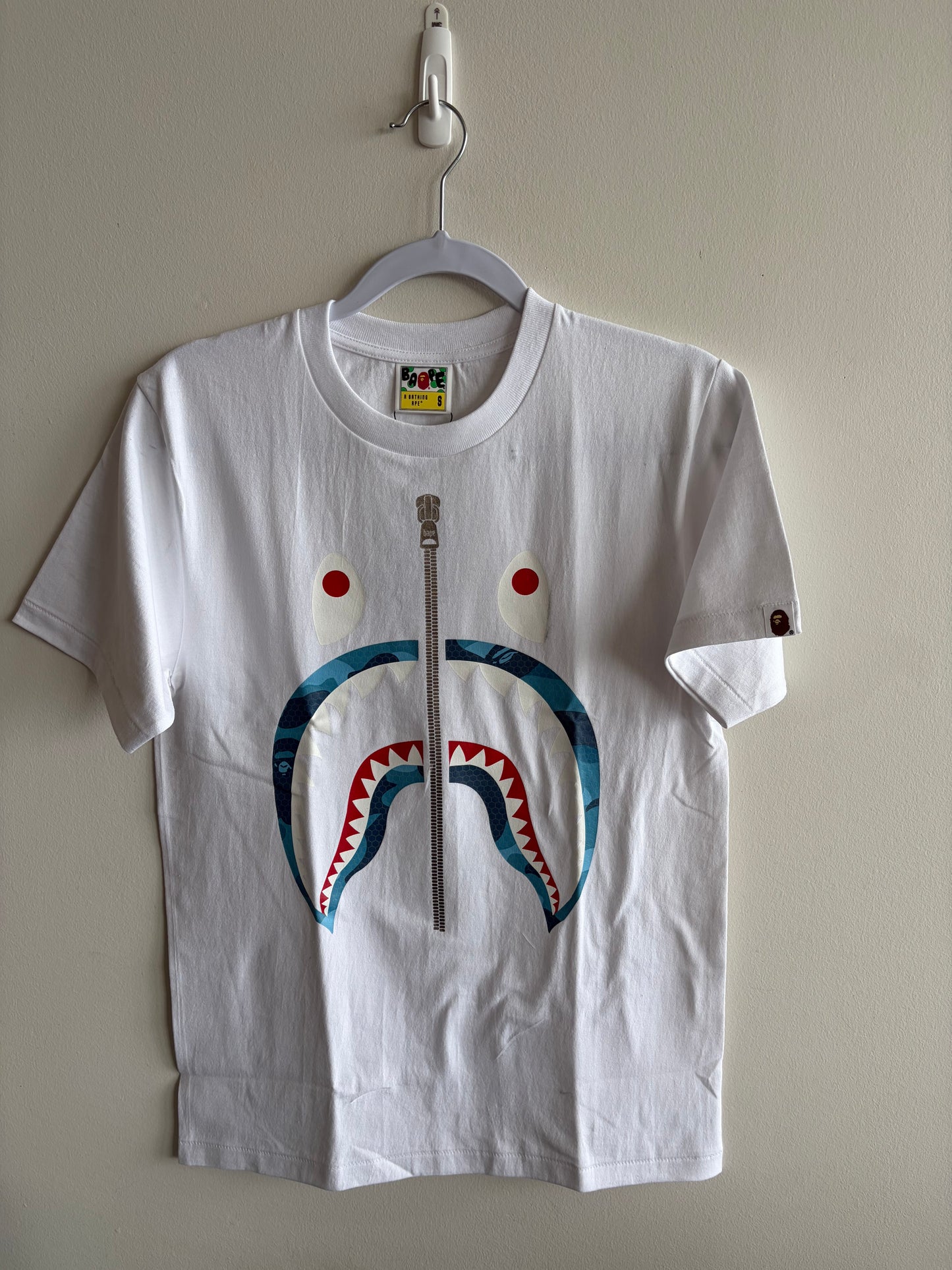 BAPE ABC Camo Shark Silver Zip Tee