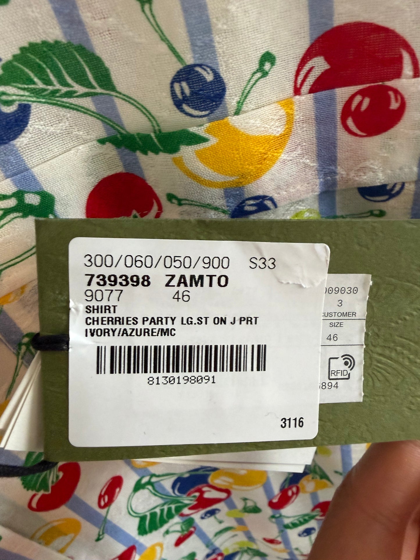 Gucci Cherries Striped Cotton Shirt