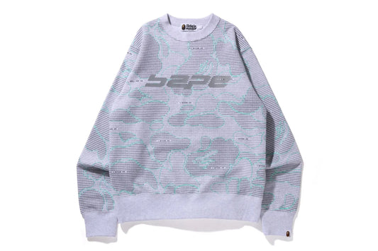 BAPE Text Code Camo Crewneck White