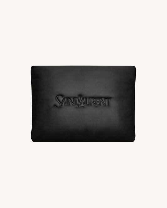 YSL Black Leather Large Puffy Pouch
