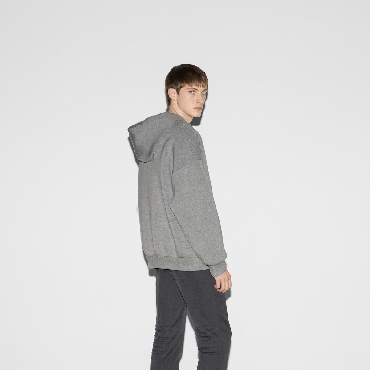 Gucci Grey Viscose Embroidered Hooded Sweatshirt