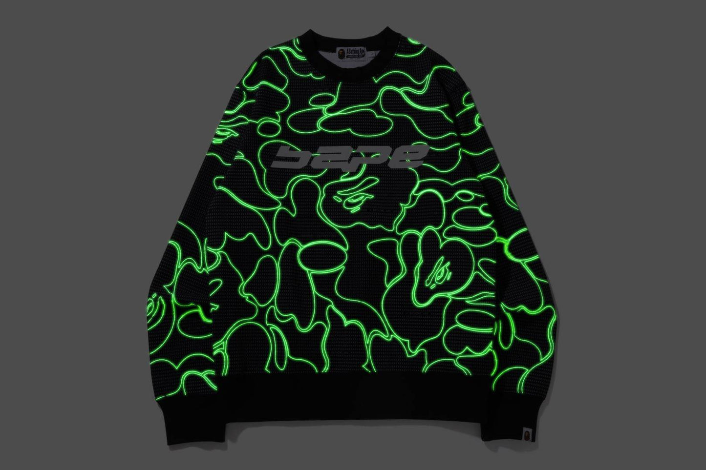 BAPE Text Code Camo Crewneck Black