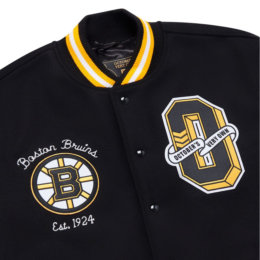 Men's Boston Bruins OVO x NHL Black Full-Snap Varsity Jacket