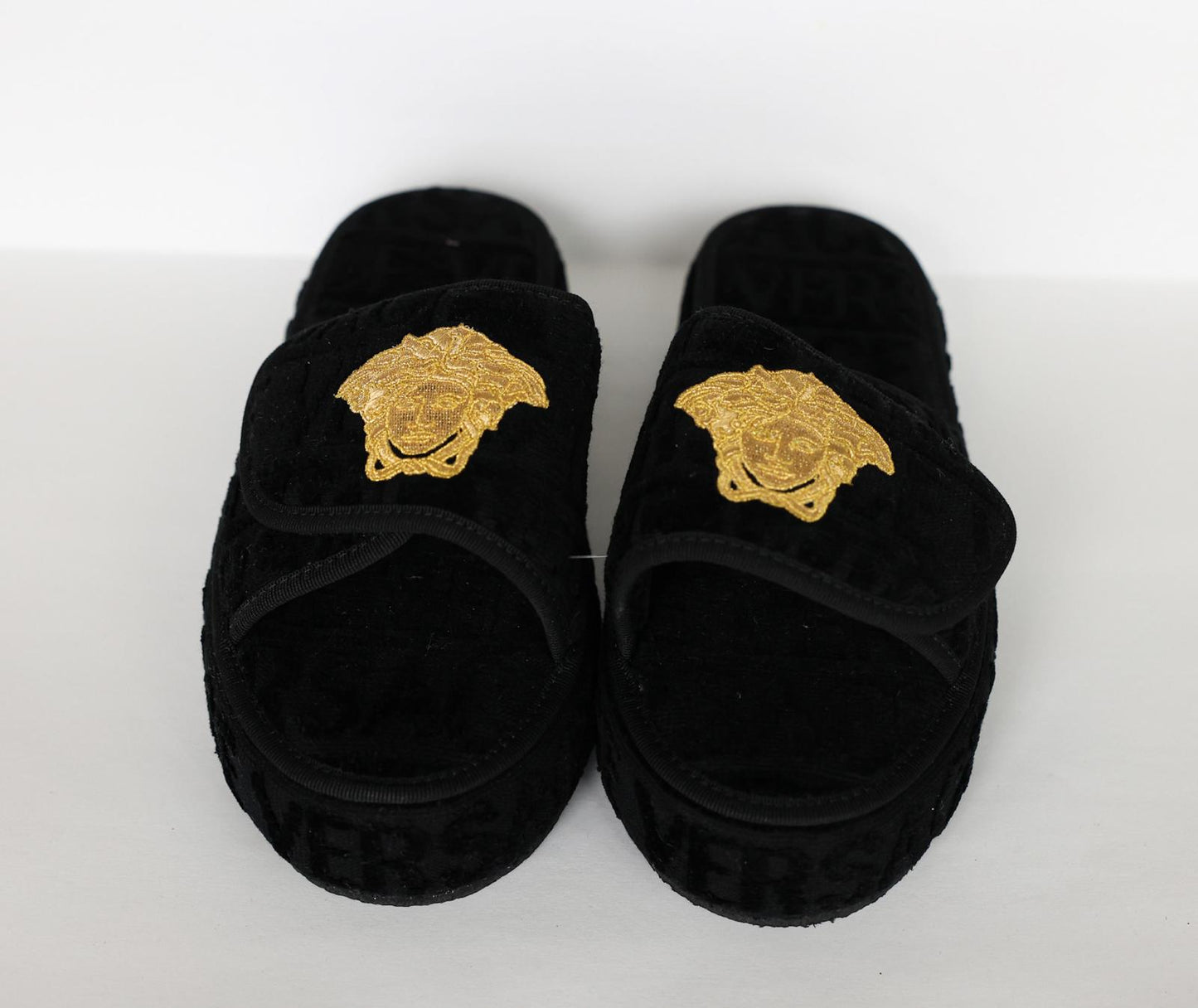 Versace Black Monogram Slippers
