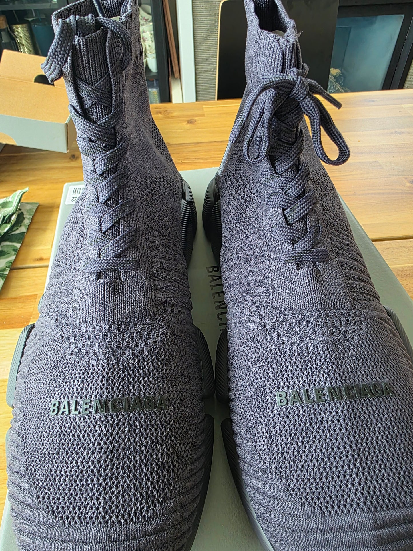 Balenciaga Speed 2.0 Lace-Up Knitted Sneakers Polyester Men Anthracite