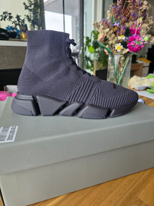 Balenciaga Speed 2.0 Lace-Up Knitted Sneakers Polyester Men Anthracite