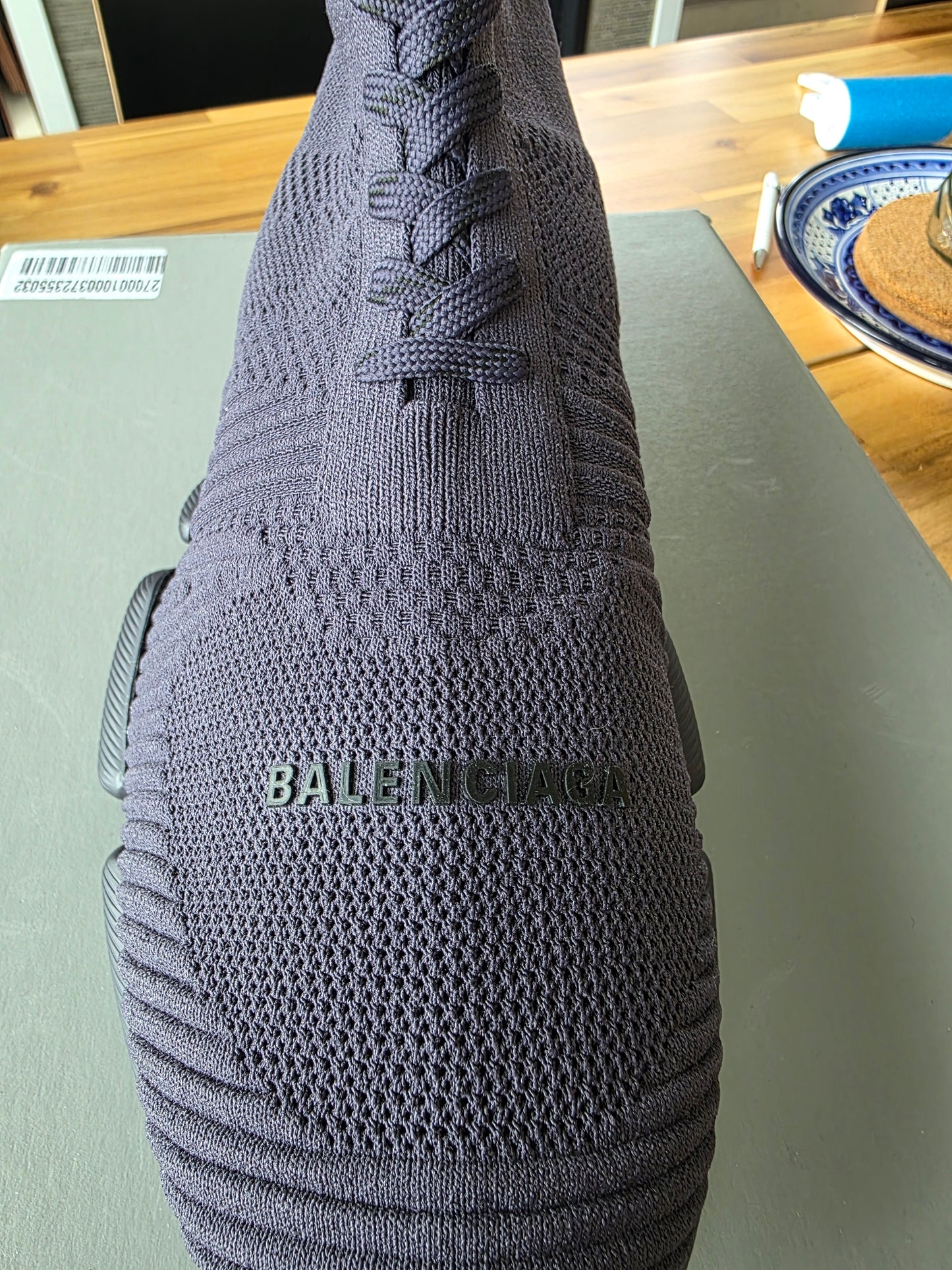 Balenciaga Speed 2.0 Lace-Up Knitted Sneakers Polyester Men Anthracite